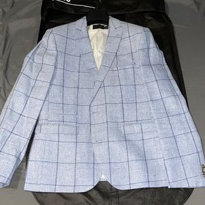 Mens Blue Plaid Suit